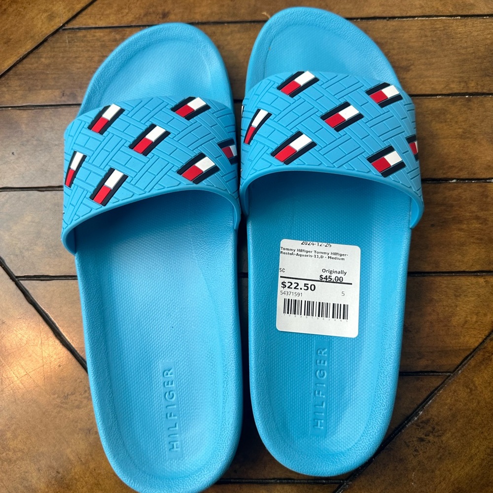Tommy Hilfiger Aqua Blue Slides